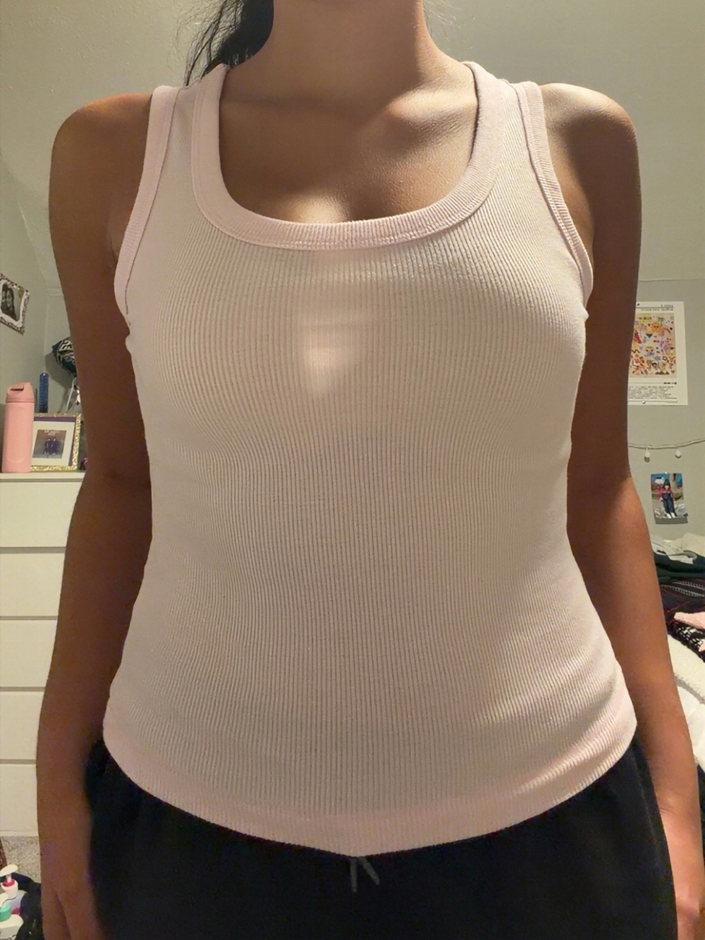 Light Pink Ribbed Tank Top